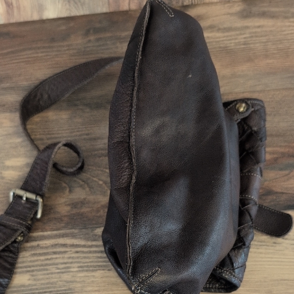Civico 93 Brown Bohemian Woven Leather Flap Crossbody Bag           c159 - Picture 7 of 8